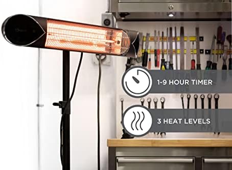 Briza Infrared Electric Patio Heater - Indoor/Outdoor Heater - Portable Wall/Garage Heater - 1500W - use with Stand - Mount to Ceiling/Wall) - Image 4