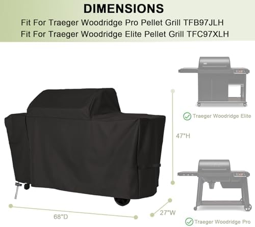 Grill Cover for Traeger Woodridge Pro and Woodridge Elite Grills,Waterproof Wood Pellet Smoker Cover for Traeger BAC776 BAC775 Woodridge Pro/Elite TFB97JLH TFC97XLH Grill Accessories - Image 4