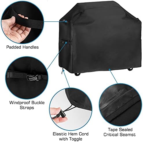 Vailge Grill Cover,72-inch Waterproof BBQ Cover,600D Heavy Duty Gas Grill Cover, UV & Dust & Rip & Fading Resistant,Suitable for Weber, Brinkmann, Char Broil Grills and More,Black - Image 5