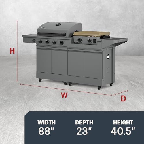 Tytus 2-in-1 Gas Grill 4-Burner, Gas Griddle, Prep Cart, 721 sq in - Image 2