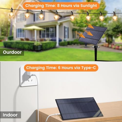 OHLUX 35FT Solar String Lights Outdoor, Waterproof Solar Patio Lights with Remote, 17 Shatterproof LED Filament G40 Globe Bulbs, 2200K Soft White, Dimmable Outside Hanging Light for Backyard Deck - Image 5