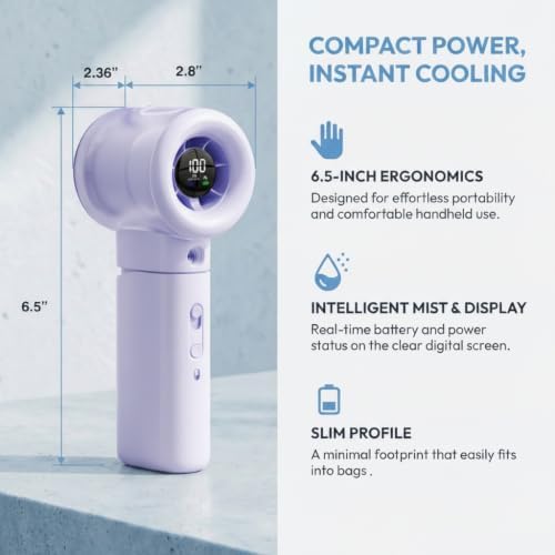 Handheld Turbo Misting Fan with LED Display & Safety Lock - Image 6