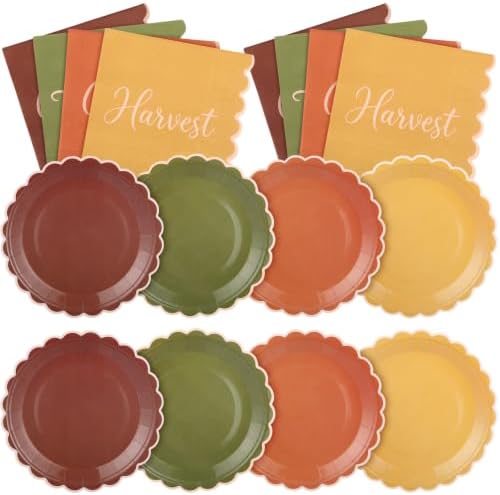 Roshtia 120 Pcs Fall Plates and Napkins Set, Serves 60 by Roshtia