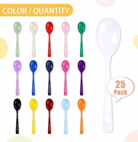 SietDESEO 25 PCS White Plastic Spoons Disposable Utensils Heavy Duty White Spoons Disposable Cutlery for Birthday Wedding Baby Shower Bridal Shower Plastic Silverware - Image 4