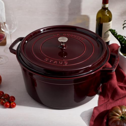 Staub Cast Iron 13.25-qt Round Cocotte - Grenadine, Made in France - Image 5