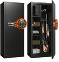 Biometric 10-15 Long Gun Safe, Quick Access Gun Safe for Rifles and Pistols with Handle, Gun Cabinet with LED Light and Internal Cabinet, Easy Assembly Gun Locker by ANXINWEI