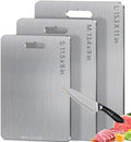 Titanium Cutting Board for Kitchen Set of 3,100% Pure Titanium Cutting Boards Double Sided Non-Toxic Hygiene Dishwasher-Safe Food Grade Metal Chopping Board for Meat,Fruit & Vegetables by HealthyKitchen