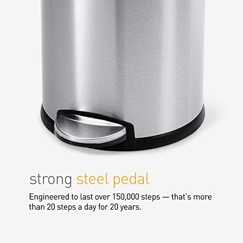 simplehuman 4.5 Liter Bathroom Trash Can, White Steel, Pack of 6 - Image 4