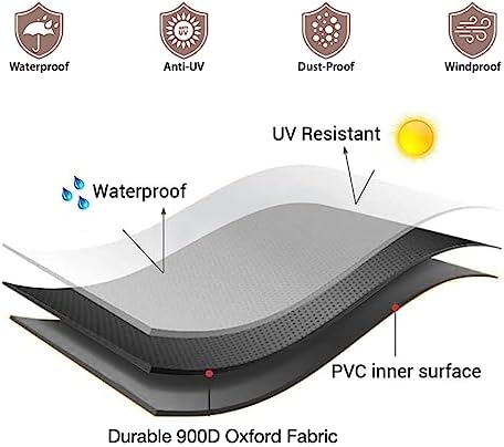 Tuyeho Grill Cover 65 x 30 x 46 inch, 900D Heavy Duty Gas BBQ Cover w/Side Fasteners Straps, Waterproof & Weather Resistant for Your Weber, Char-Broil, Brinkmann, Holland, Jenn Air (Black) - Image 5