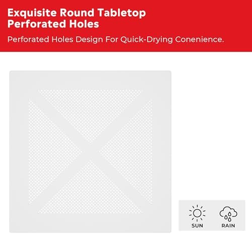 Costaelm Patio Dining Table for 4, Square PP Patio Table, 4-Person Weather Resistant Porch Tables for Outside Poolside Deck Lawn Garden Backyard, White - Image 3