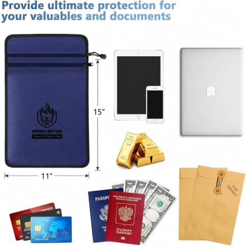 Andyer 2 Pockets Fireproof Document Bag (15"x11"), Protect Values from Fire - Image 2