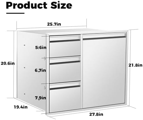Karpevta Outdoor Kitchen Drawer Combo 28x22x19.5in with 2 Trash Bin Cabinet - Image 2
