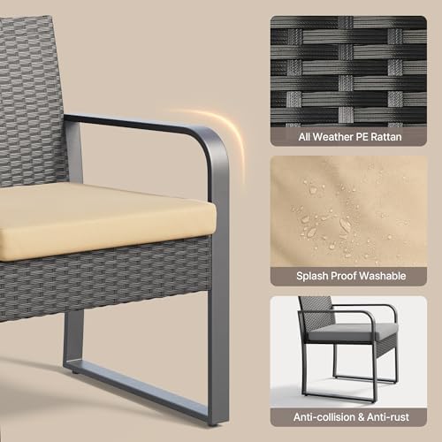 Gizoon 3 Pieces Patio Furniture Sets, Cushion-Beige - Image 3