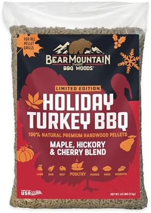 Bear Mountain Maple, Hickory & Cherry Pellets for Smoker & Grill, 20lb Bag by BearMountainBBQ