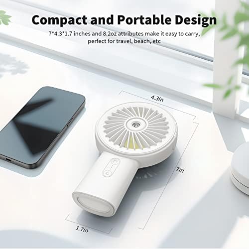 Otlonpe Handheld Misting Fan Portable, Small Personal Hand Held Rechargeable Mist Fan Water Spray, 4000mAh Battery Operated Hand Mister Fans 3-Speed, 4-15 Hrs Runtime for Travel Home Office Outdoor - Image 6