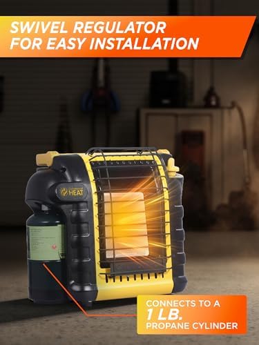 9000 BTU Portable Propane Heater for Outdoor Use, Patio Heater for Up To 300 Sq. Ft., 2 Heat Settings, Swivel Regulator Connects to 1 lb. Propane Tank, CHP9000Y, Yellow - Image 5