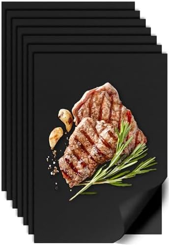UBeesize 7-Pack Black Grill Mats, Non-Stick Reusable BBQ Grilling Cook Mats by UBeesize