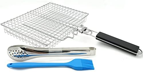 Large Capacity Barbeque Grill Basket With Brush BBQ Tong Deeper Grilling Rack Havy Duty Stainless Steel BBQ Accessories Set - Image 2