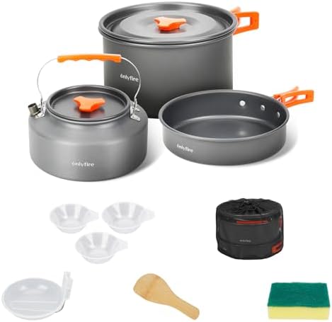 10pcs Camping Cookware Mess Kit, Outdoor Cooking Utensil Set, CT603 by ONLYFIREOUTDOORLIVING