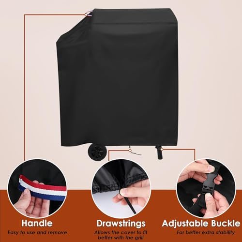 35" Barrel Grill Cover for DNKMOR Charcoal Grill with Side Table - Image 3