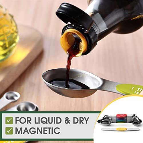 Spring Chef Magnetic Measuring Spoons Set of 8 for Kitchen, Multicolor - Image 4
