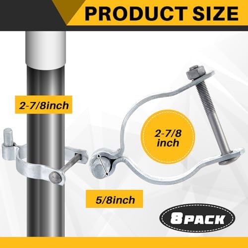 Hicarer 8 Pcs Chain Link Post Gate Hinge 2 7/8" OD X 5/8" Galvanized - Image 2