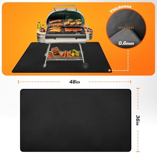 48" x 36" Under Grill Mat for Outdoor Grill, 2000°F Fireproof Deck Pad - Image 5