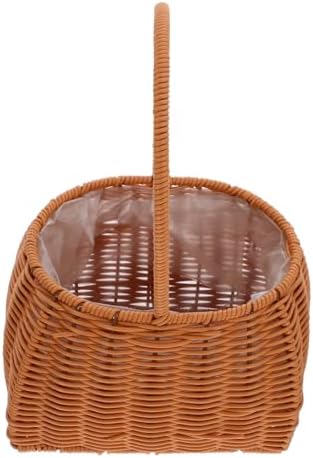Wicker Handheld Basket for Floral Arrangements, Waterproof PE Weave - Image 7