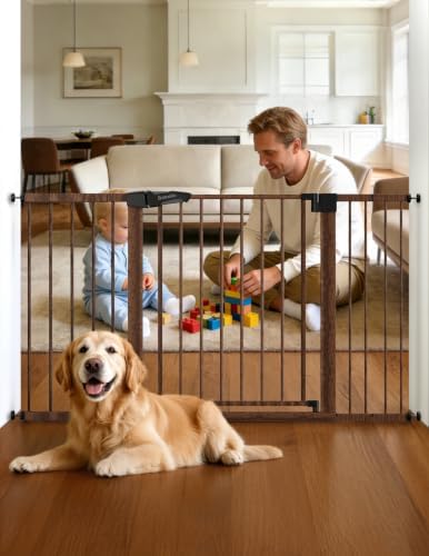 Babelio 29-55" Extra Wide Baby Gate, PressGuard P7, Black Wood Pattern by BABELIO