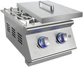 Double Grilling Side Burners for Outdoor Grill, Sturdy 304 Stainless Steel, with Liquid Propane Kit, Drop-in Side Burner for Outdoor Kitchen BBQ Island, 2 * 15,000BTU Natural Gas Side Burner by Livory