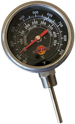 Black Face BBQ Grill Thermometer 50F-900F High Temp Range Heavy Duty Premium Quality Smoker Thermo 2 Inch or 3" with M8 or 1/2 NPT Thread (Top Mount, 3 in. Face, 2.5 in. Stem 1/2" NPT) by LavaLock%C2%AE