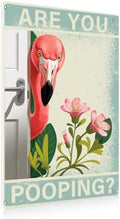 BEASTZHENG Metal Tin Sign Vintage Flamingo Metal Sign, Funny Bathroom Wall Art with "Are You Pooping?" 8x12 Inches Quote, Unique Tropical Farmhouse Decor for Flamingo Lovers by BEASTZHENG
