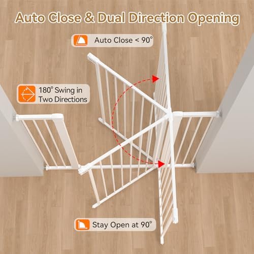 43 inch Tall Safety Dog Gate Adjustable 29.7-45.2 inch Extra-Wide Metal Pet Gate Drill-Free Pressure-Mount Installation kit Self-Closing Cat Gate for Stairwells、Doorways（White） - Image 5