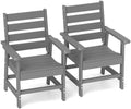 GREENVINES HDPE Outdoor Dining Chairs Set of 2, Curved Seat Chair, Gray by GreenVines