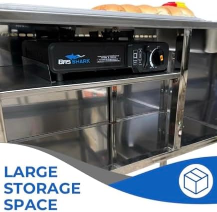 Hot Dog Cart | Stainless Steel Cart with 20" Aluminum Griddle | Propane or Butane Powered | Portable 4 Wheels | Street Food Cart for Catering & Vending | Carrito Hot Dogs | Outdoor Cover Included - Image 5