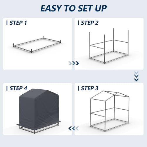 COVERONICS 5' x 3' Outdoor Portable Storage Shelter Shed, Grey - Image 3