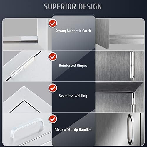 CO-Z Outdoor Kitchen Doors, Weatherproof 304 Stainless Steel Built in Single Access Doors for Outside Kitchen Commercial Grilling Grill BBQ Island Barbeque Station Storage Cabinet (17" x 24") - Image 4