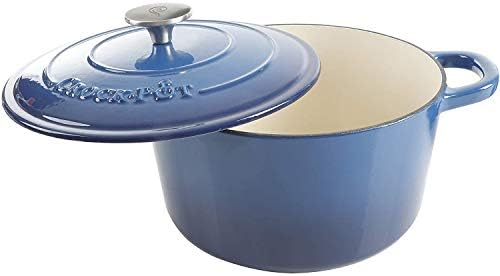 Crock-Pot Artisan 5-Quart Round Enameled Cast Iron Dutch Oven – Blue, Durable Heavy-Duty Cookware for Slow Cooking, Roasting, Baking with Lid - Image 2
