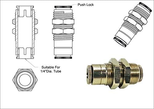 Misting Fittings (1/4 Bulkhead - Push Lock-Pack of 5) - Image 2