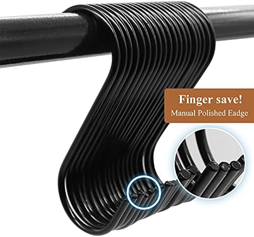 ESFUN 30 Pack 3.7 inch Length S Hooks Black Steel S Shaped Hooks for Hanging Jeans Pans Pots Plants Bags Towels Kitchen Closet Hooks Hanger, Fit the Rod Dia Less Than 1.2 inches - Image 7