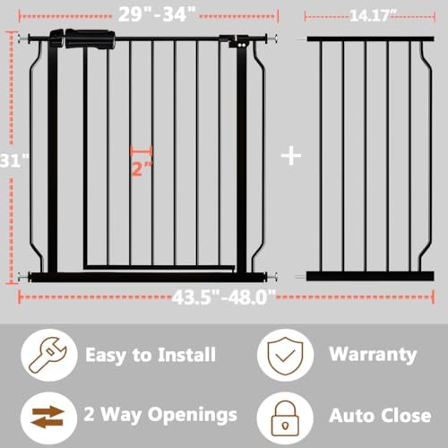 Fairy Baby 43.5-48 Inch Extra Wide Baby Gate for Stairs & Doorways No Drill - Image 2