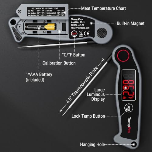 TempPro TempSwift Waterproof Digital Meat Thermometer for Grilling - Image 7