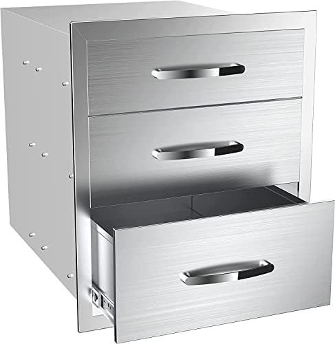 Outdoor Kitchen Drawers 14W x 21H x 23D Inch, Flush Mount Access BBQ Island Drawers for Outdoor Kitchens or Patio Grill Station by KODOM