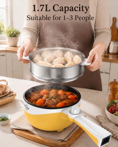Audecook Electric Hot Pot Portable Nonstick Ramen Cooker Adjustable Power - Image 5