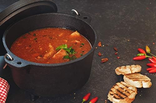 Pre-Seasoned Cast Iron Camp Dutch Oven, 4.1 qt, including Lid Lifter, Lid Stand and Silicone Handle Holders - Image 6