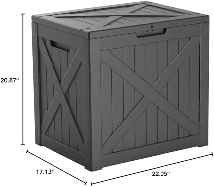 32 Gallon Waterproof Outdoor Storage Box, UV Resistant Resin Deck Box with Hydraulic Rod for Reinforced Stability, Perfect for Patio, Garden, and Pool（Black，32 Gallon） - Image 2