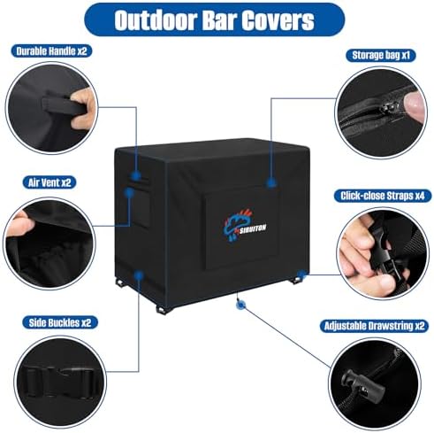 SIRUITON 600D Outdoor Bar Cart Cover for 34" Portable Outdoor Table - Image 3