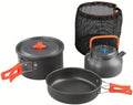 Portable Camping Cookware Set- Lightweight Aluminum Pot, Pan & Kettle with Foldable Handles for Backpacking, Hiking & Outdoor Cooking - Non-Stick, Space-Saving for 2-3 People by Pardarsey