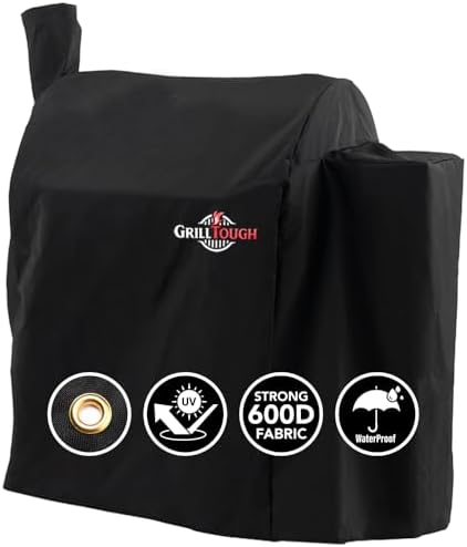 GrillTough Heavy Duty Smoker Cover, Adjustable Straps, Black by GrillTough