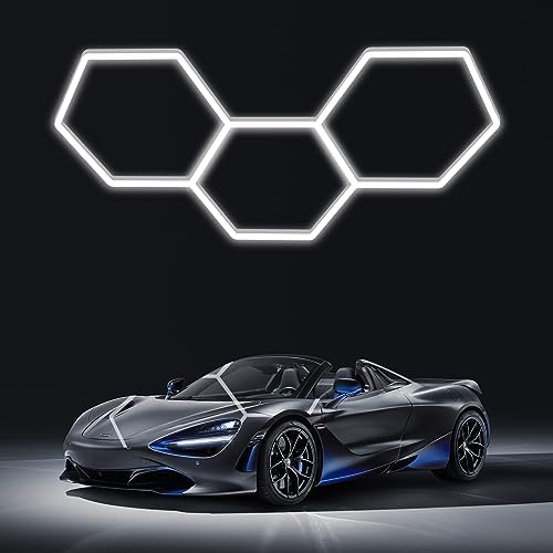 LZHOME LED Hexagon Garage Lights: 15900LM Super Bright 3 Hexagon LED Lights Car Detailing Hexagonal Light for Garage Workshop Warehouse Basement Gym by LZHOME